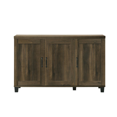 Armoire à chaussures de 45 po de largeur, chêne foncé, 3 portes, 6 tablettes réglables, armoire de rangement pratique en chêne à 3 portes avec tablettes et dispositif anti-basculement
