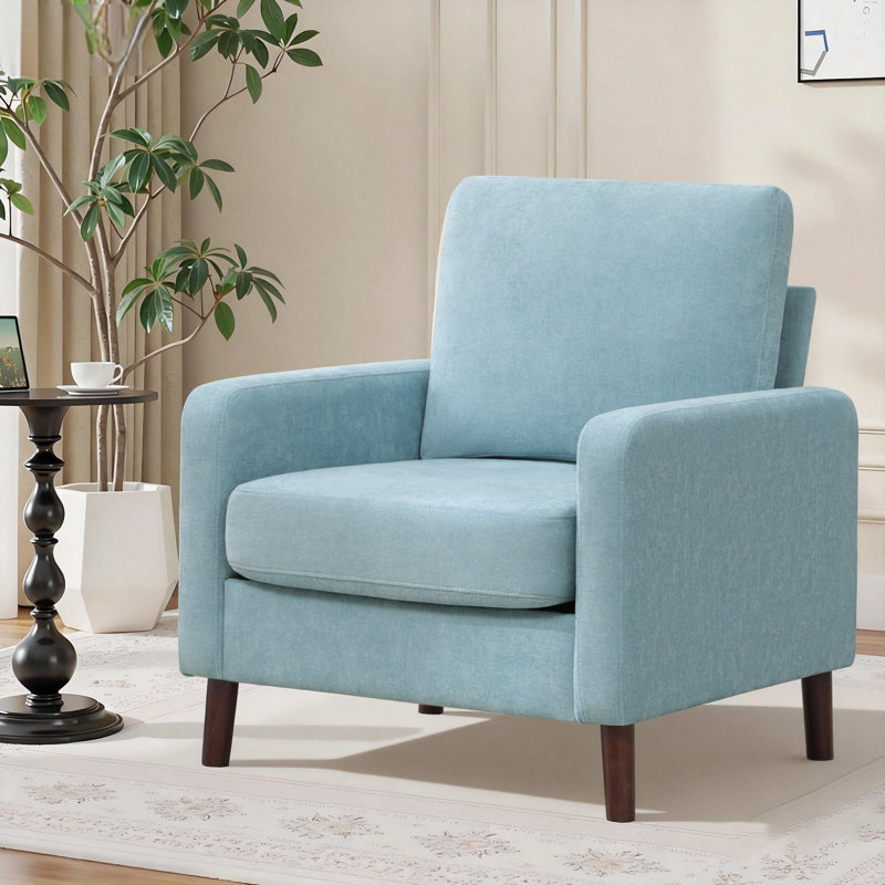 Ebern Designs Stylish Upholstered Fabric Accent Chair with Sturdy Solid ...