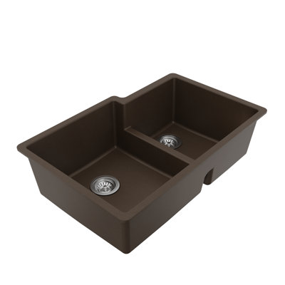 Karran Quartz 32'' X 21-1/4'' Double Bowl 60/40 Undermount Kitchen Sink Kit