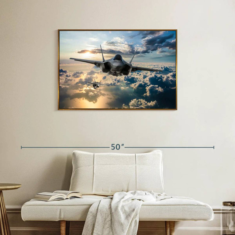 F35 Fighter Jet, Floating Frame Gold, 37" X 25"