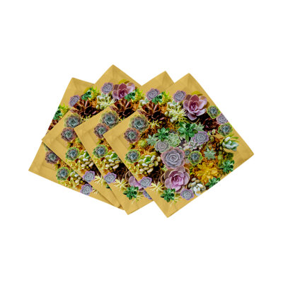 Succulents Cotton Sateen Cocktail Napkins