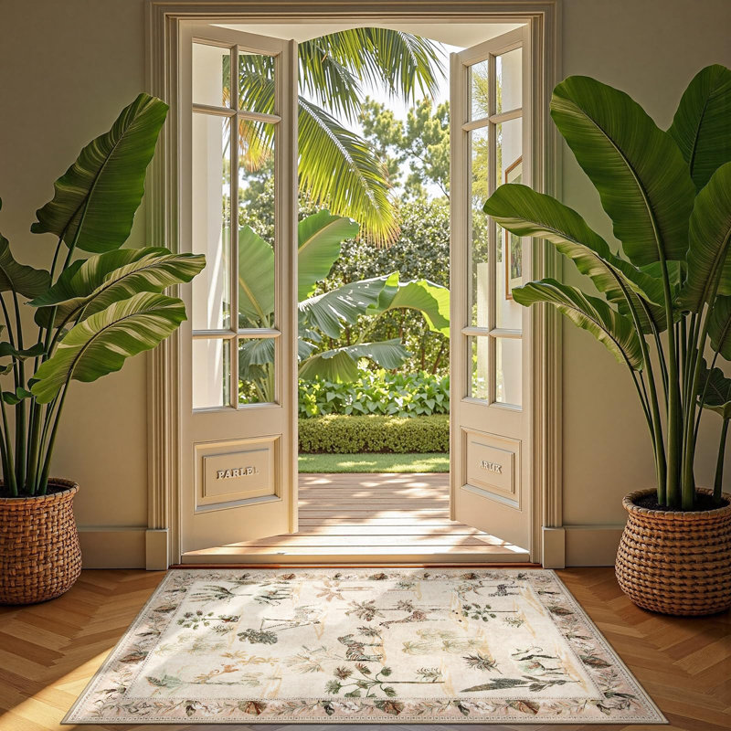 Animals Print Washable Thin Non-Slip Area Rug, Rectangle 3' x 5'
