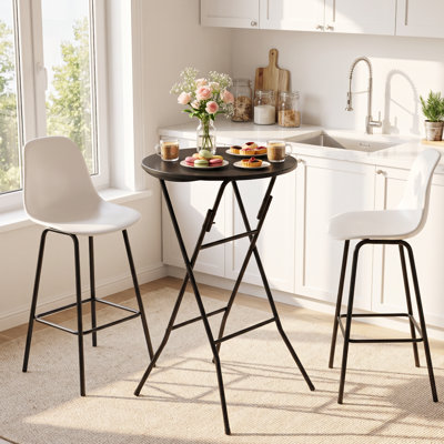 Table de banquet ronde pliante, table basse portative en plastique pour repas extérieur.