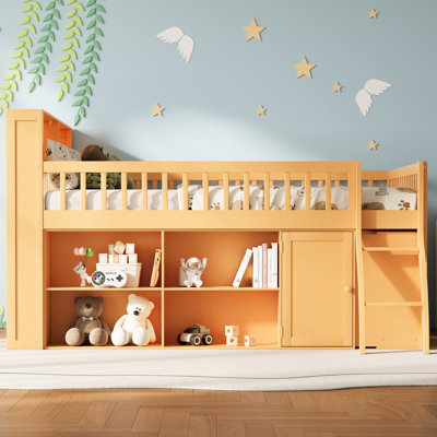 Queen Size Loft Bed, Storage, Led Lit Headboard, Construction, Extra Space, Bookshelves Soft Lighting, Modern Look, Organize, Bedroom