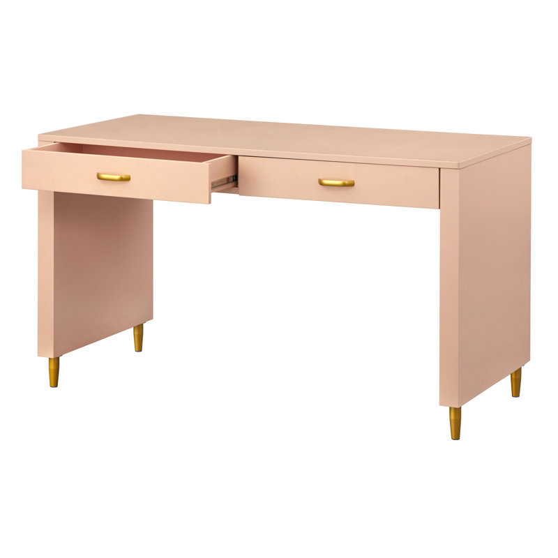 Roni Solid Wood Writing Desk, Blush Pink