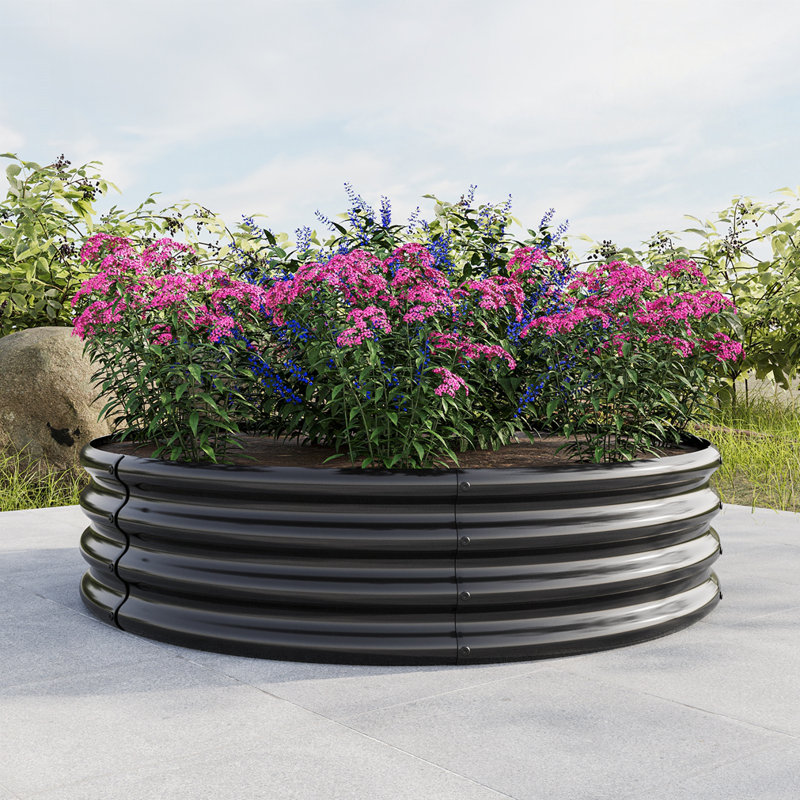 Lit rond surélevé Garedn, H 11,42 po x l 47,24 po x P 47,24 po, Noir