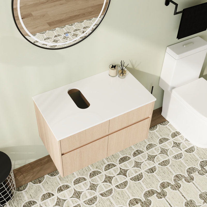 Base de meuble-lavabo simple 32 po Drathe, Chêne blanc