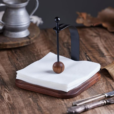 Napkin Holder, Elegant Wood Square For Table Dispenser With Weighted Arm, Perfect For Kitchen, Office, Restaurant,Home Décor, Cafe & Outdoor Use, Warming Gift.