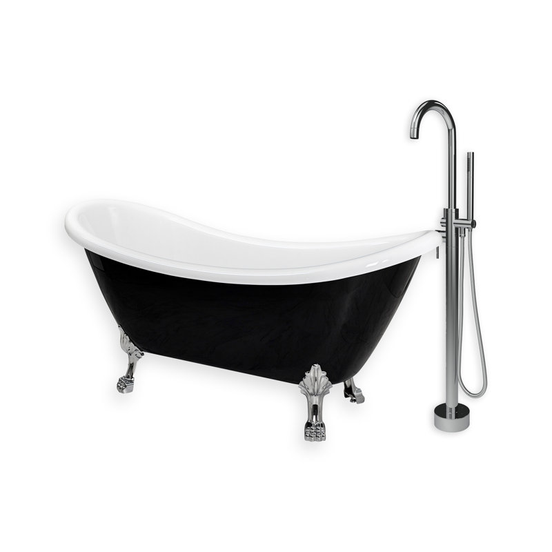 Baignoire de trempage autoportante en acrylique avec robinet 59 po. X 30 po. Daphne, Chrome / Noir