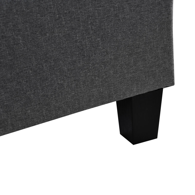 Canapé d'angle gris imitation lin pour salon - 4 places avec méridienne et porte-gobelet - Confortable et pratique