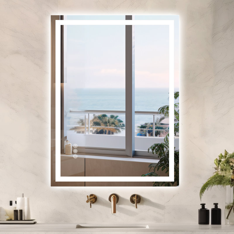 LED Bathroom Vanity Mirror 3 Color Dimmable Anti Fog LED Bathroom Mirror Frontlit & Backlit LED Wall Mirror, 32" x 40"
