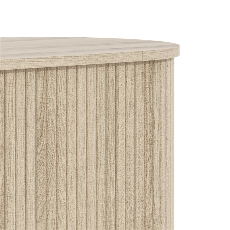 Buffet ovale cannelé moderne avec portes coulissantes de 42,1 po Aurel, Beige