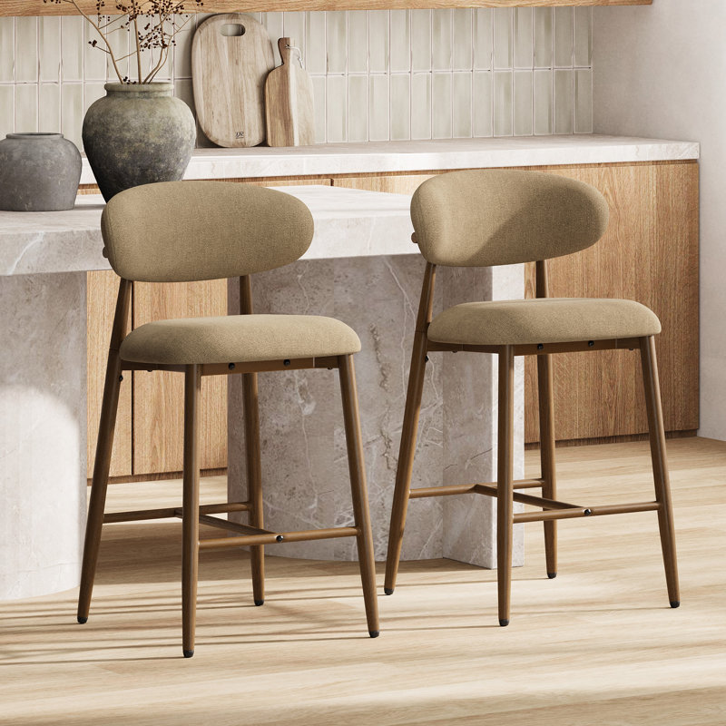 Tabouret de comptoir rembourré Westhampton, 4, Chameau