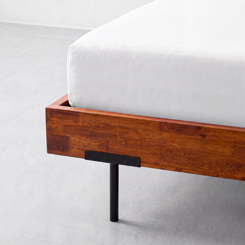 Très grand lit plateforme en bois massif très résistant avec tête de lit 800 lb, cadre de lit scandinave de qualité supérieure, antidérapant et silencieux, assemblage rapide, caramel