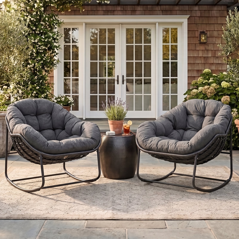 Cini Wicker Outdoor Chair, Dark Grey, Black
