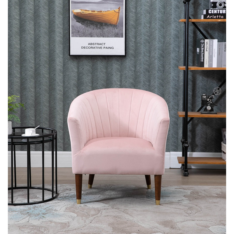 Arthur Velvet Barrel Chair, Blush Pink