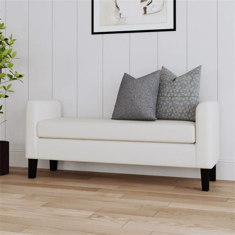 Banc d'appoint rembourré en tissu avec accoudoirs