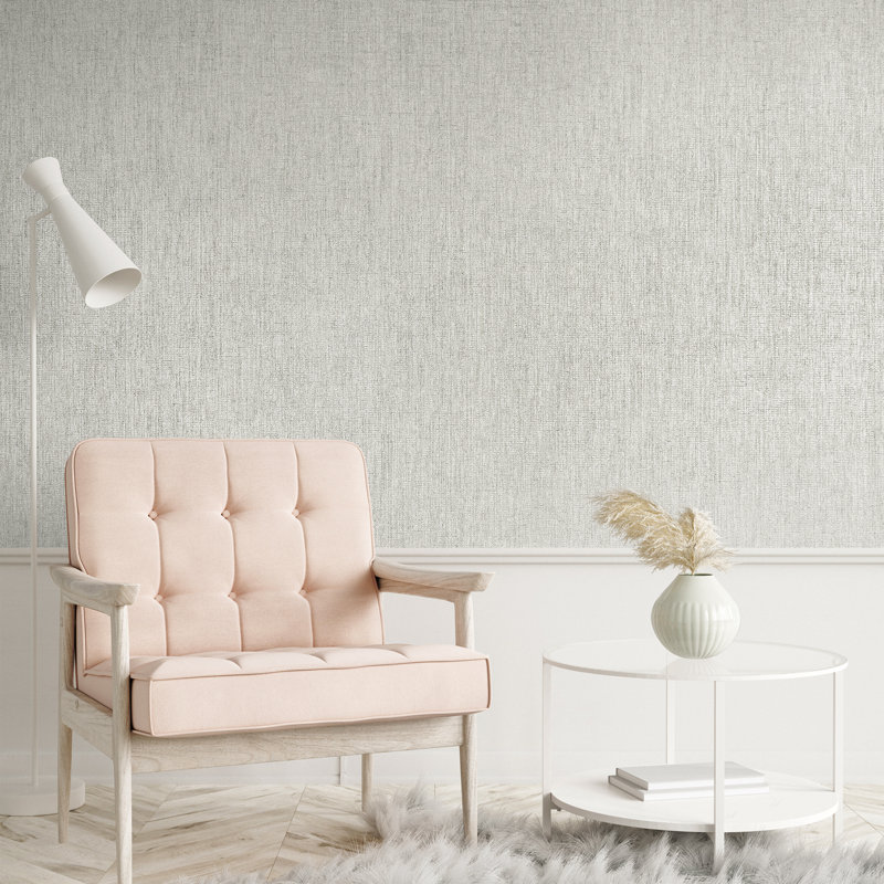 Precious Collection Metallic Canvas Wallpaper Roll, Silver