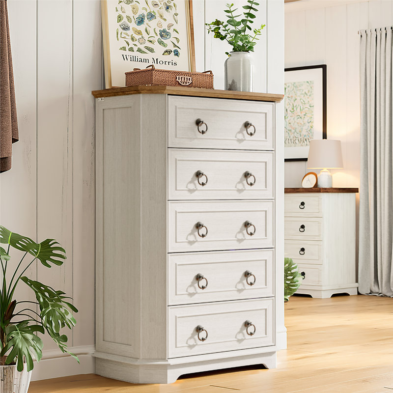 Commode 5 tiroirs l 31 po, Blanc