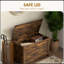 Coffre de rangement 29,9 po avec 2 charnières de sécurité, boîte en bois, brun rustique