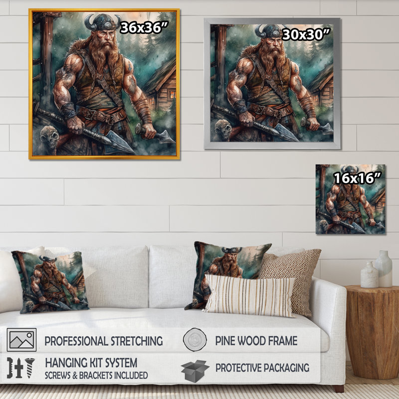 «Viking Strong» sur toile, Cadre doré à coins fermés, H 24 po x l 24 po x P 1 po
