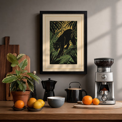 Panther in Jungle Boho - Framed Print