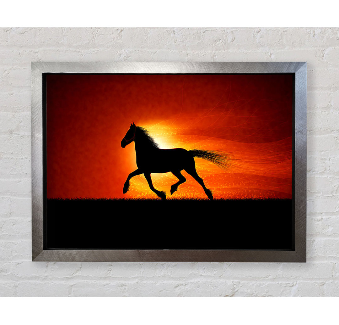 Running Horse Sunset Blaze - Einzelner Bilderrahmen Kunstdrucke