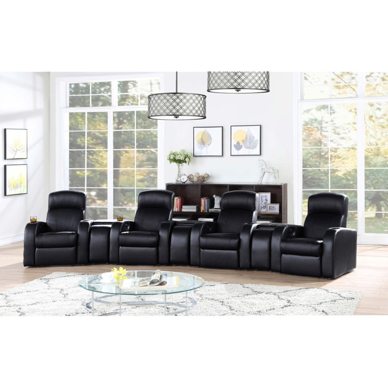 Fauteuil inclinable noir rembourré avec porte-gobelet