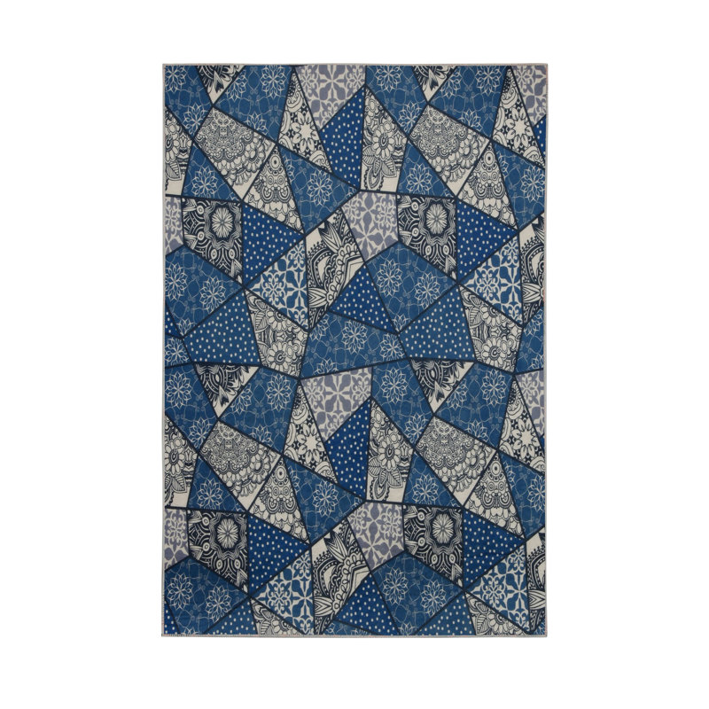 Tapis de couloir souple 2,6 x 4,9 pi | 100% polyester, hauteur de poils de 0,04 po | Antibactérien, antidérapant sous la surface | Tissé avec impression numérique 3D | Lavable à la machine | Durable et élégant pour les vestibules et les salons