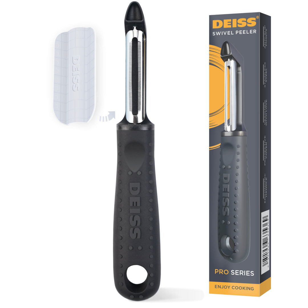 Deiss Pro Swivel Vegetable Peeler - Sharp Durable Stainless Steel Peeler With Easy Non-slip Orange Hand Grip DEISS 