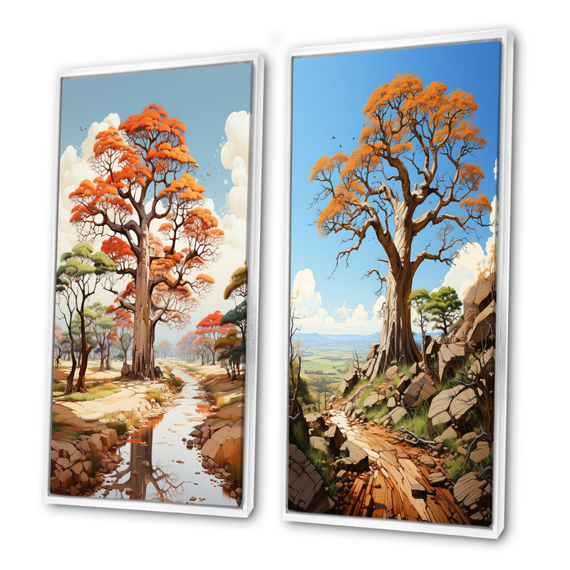 Représentation transparente de baobab - ensemble de 2 décorations murales arbre baobab, H 32 po x l 33 po