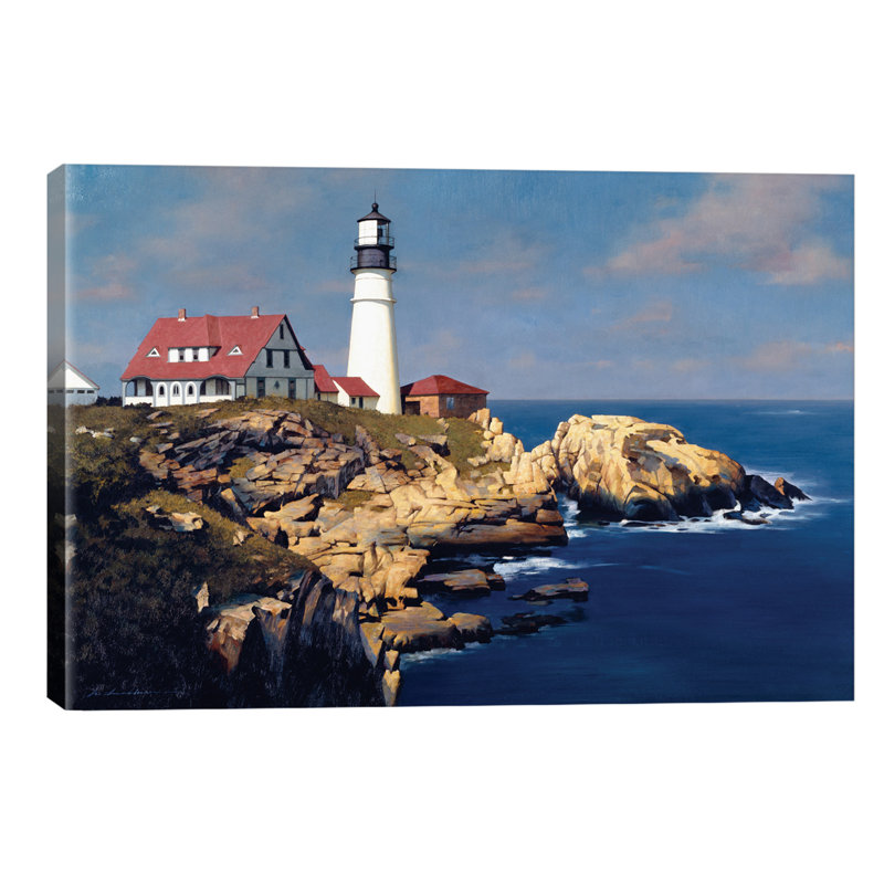 Coastal Lighthouse by Zhen-Huan Lu - Wrapped Canvas Print, 101.6 cm H x 66.04 cm W, Black Floater Frame