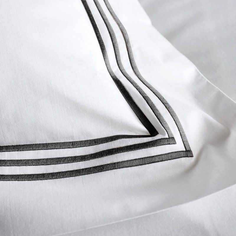 Cotton Blend Solid Colour Duvet Cover with Pillowcases, Super King Duvet Cover + 2 Standard Pillowcases, White/Black