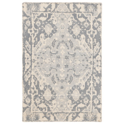 Tapis gris anthracite / ivoire touffeté à la main Ellicottville