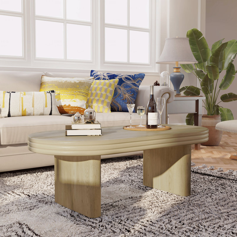 Table basse ovale en bois de 23,62 po de style Mid Century