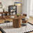 Round Dining Table For 4-6 People, Round Pedestal Dining Table, Kitchen Table With Strip Columns Base-303422075