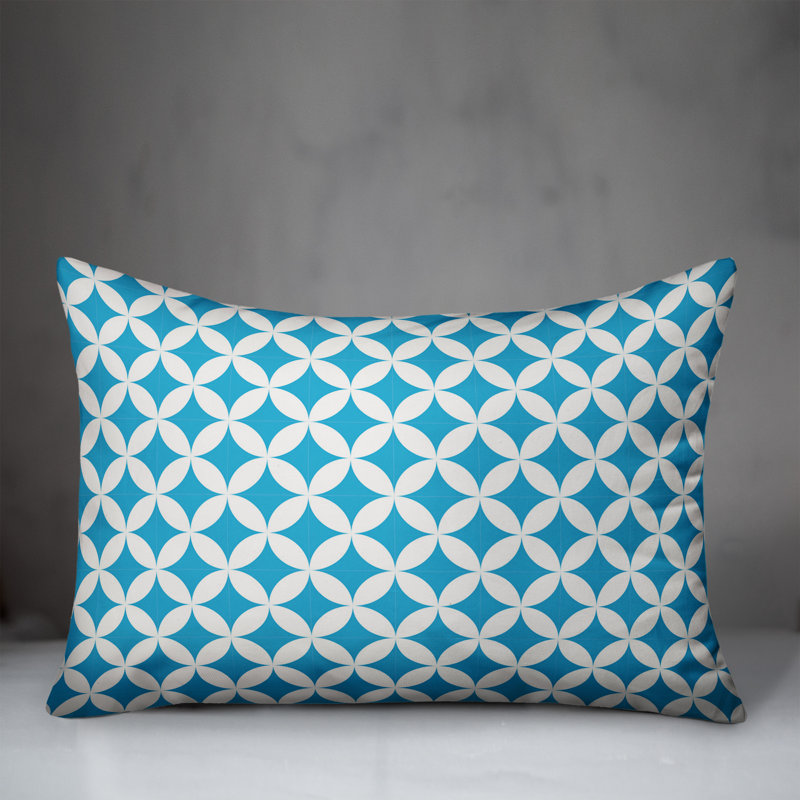 Diamond Geometric Reversible Throw Pillow, Blue
