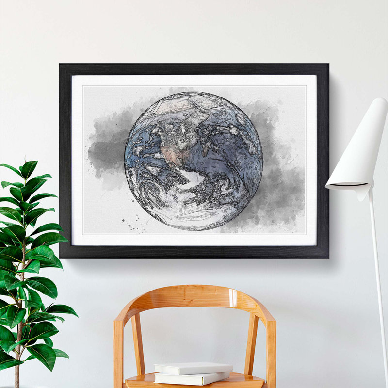 Amazing Image of Earth in Abstract - Picture Frame Graphic Art Print, 27cm H x 36cm W x 2cm D, Black Framed