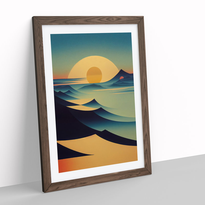 Abstract Mountain Sunset No.2 - Framed Print, 64cm H x 46cm W x 2cm D, Walnut Framed