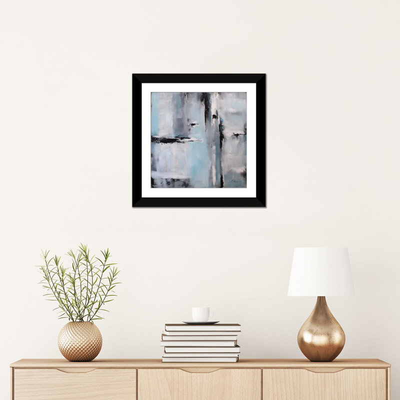 «Rain», reproduction sur toile, H 16 po x l 16 po x P 1 po, Papier beaux-arts encadré noir, Blanc