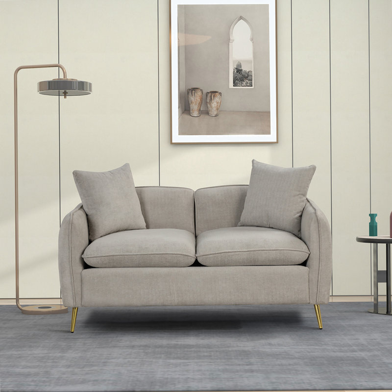 Causeuse rembourrée 58,45 po Shardul, Velours gris velours