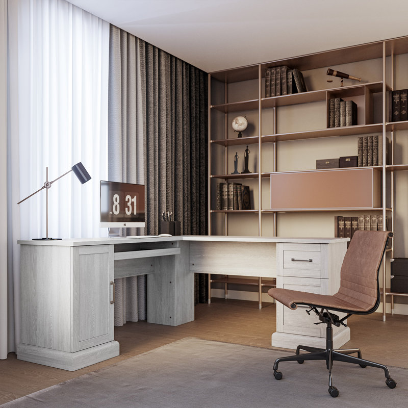 Elenamarie 66'' Desk, Light Gray