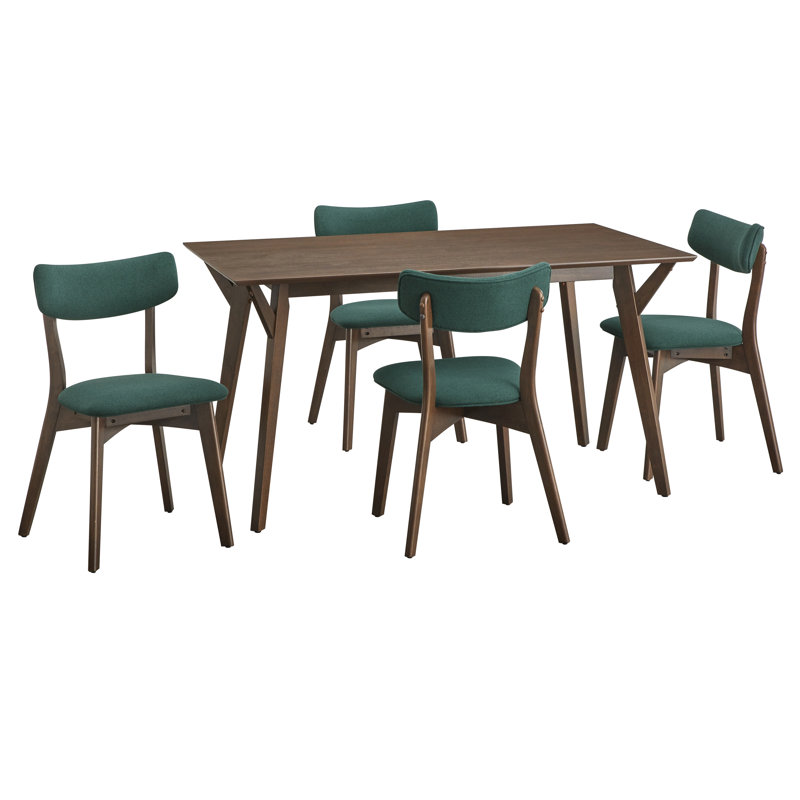 Ensemble de salle à manger Colella, 5 pièces: table, 4 chaises, Vert