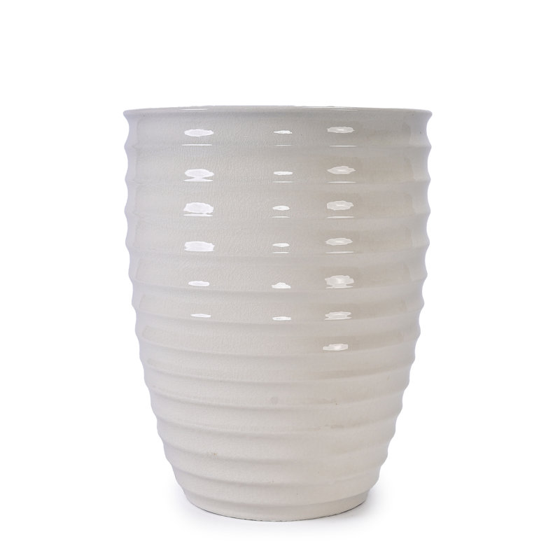Pot à fleurs en céramique avec finition brillante - toutes saisons, blanc laiteux, sans assemblage, convient aux pots de fleurs blanches de style moderne, avec croissance de racines de drainage intégrée
