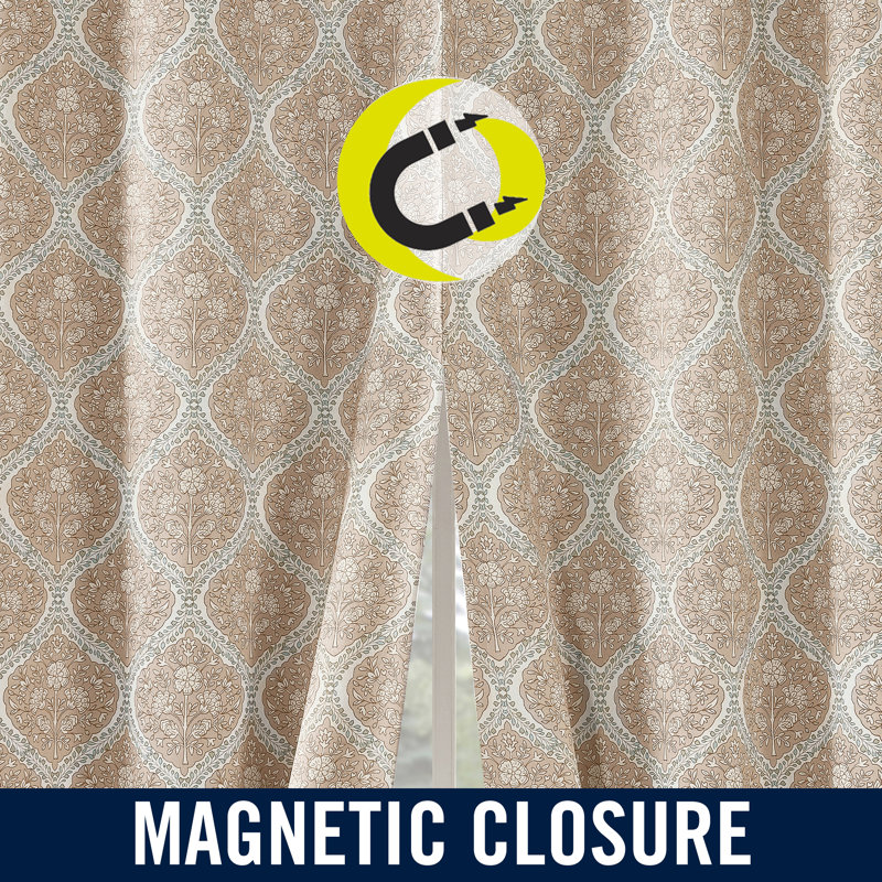 Lanet Vintage Ogee Dual-Side Magnetic Closure 100% Blackout Back Tab Curtain Panel, 40" W X 84" L, Dusty Terracotta