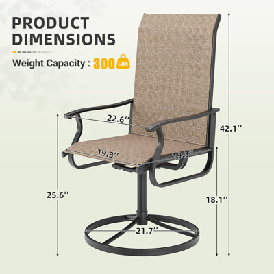 2-Piece Outdoor Swivel Patio Dining Chairs