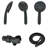 Matte Black Handheld Shower With 7 Spray Settings And Adjustable Support High Head Functions Hose