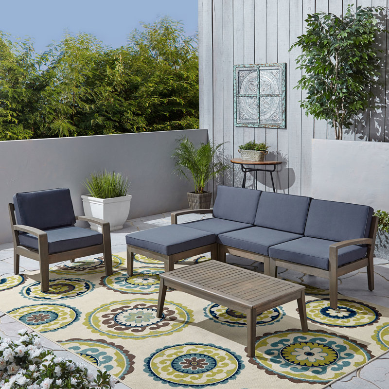 Sait 6 Piece Sectional Seating Group with Cushions, Dark Grey