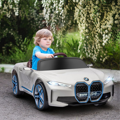 Electric Car For , 12V Licensed BMW Ride On Car With 2.4G Remote Control, Suspension System, Horn Honking, Music, Lights For Boys And Girls, White