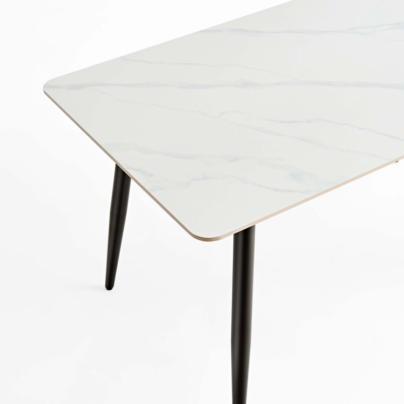 1.6M Modern Stone Rectangular Dining Table With Reinforced Metal Base For Home Use, 29.52"H x 62.99"L x 33.46"W
